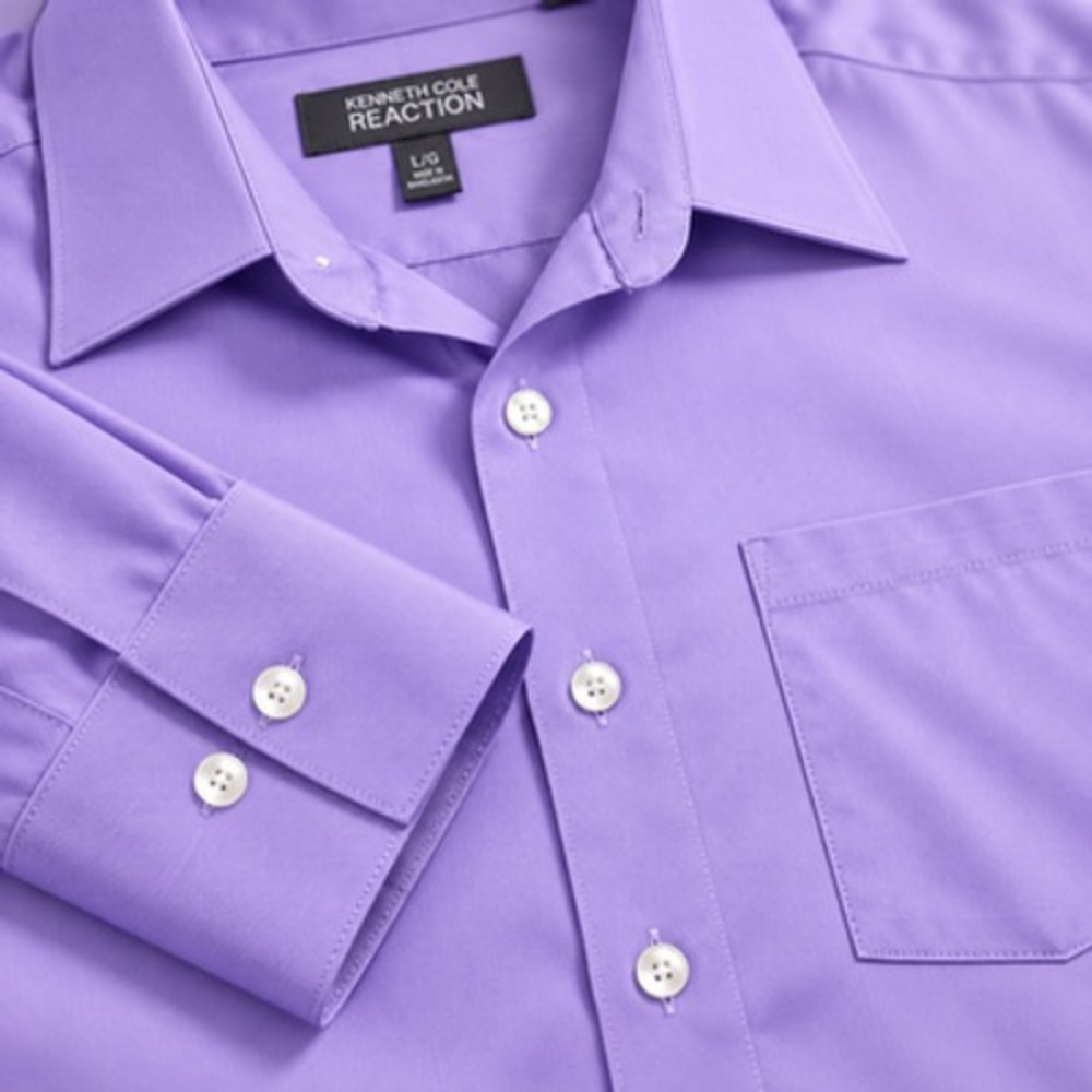 Kenneth Cole Non Iron Dress Shirt Men L Purple - Picture 2 of 8